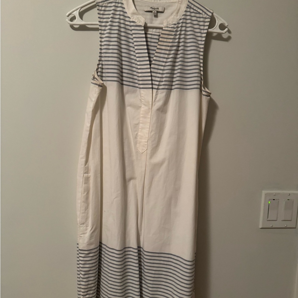 Madewell Cream and Blue Striped Dress